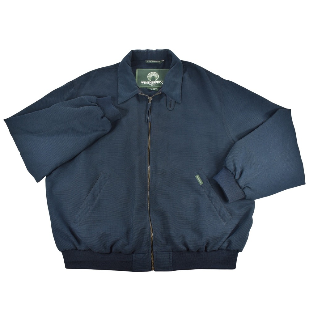 Weatherproof Mens Navy Blue Microfiber Golf Jacket Bomber Full Zip Large